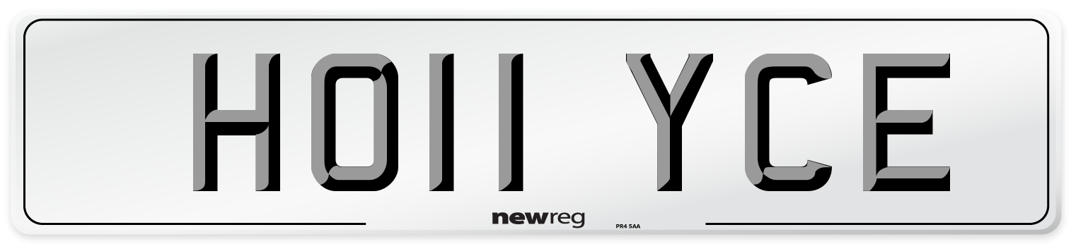 HO11 YCE Front Number Plate