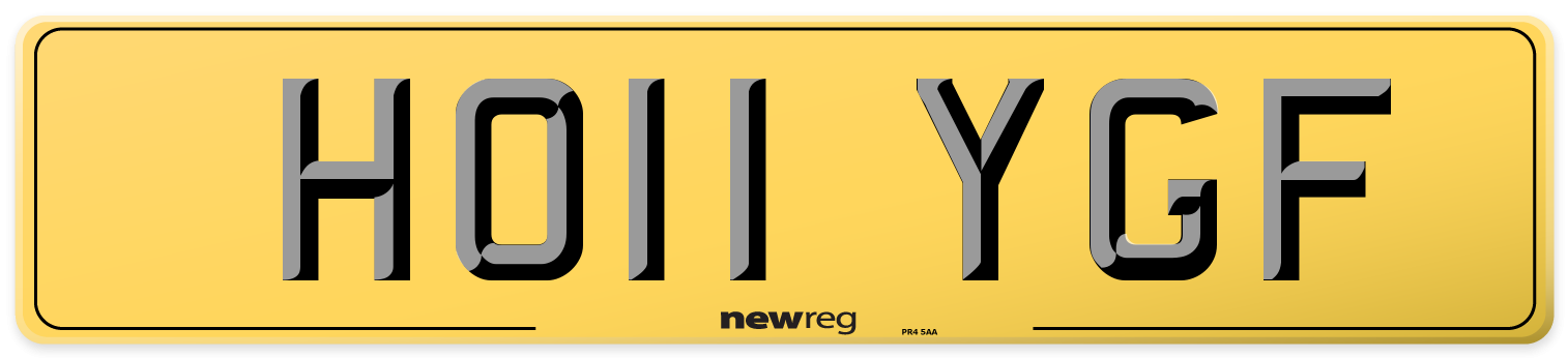 HO11 YGF Rear Number Plate