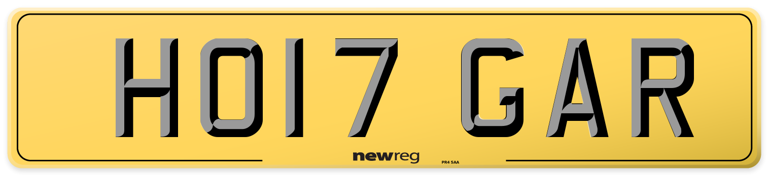 HO17 GAR Rear Number Plate
