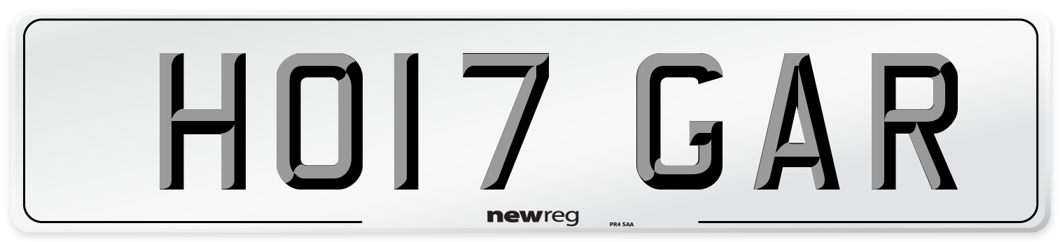 HO17 GAR Front Number Plate