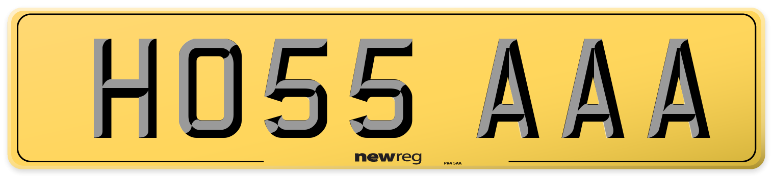 HO55 AAA Rear Number Plate