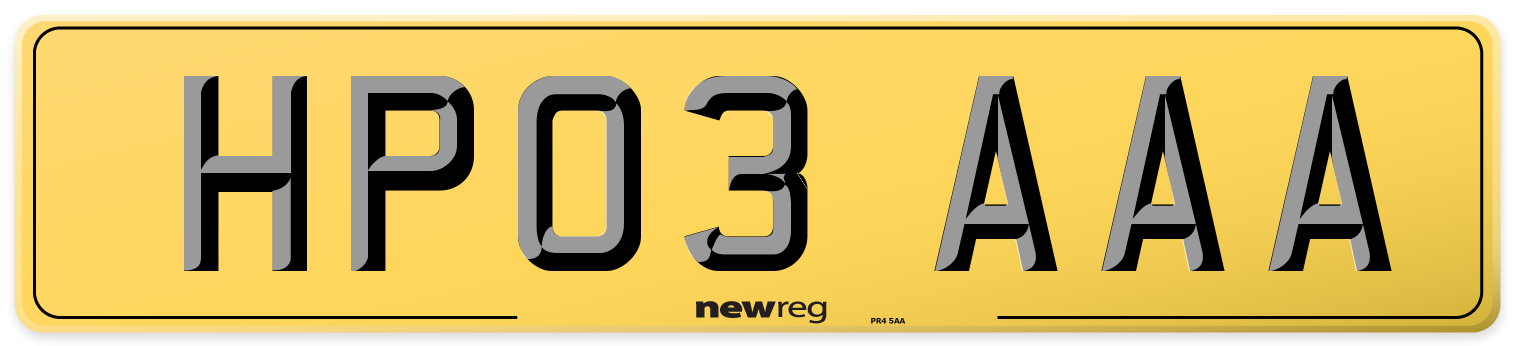 HP03 AAA Rear Number Plate