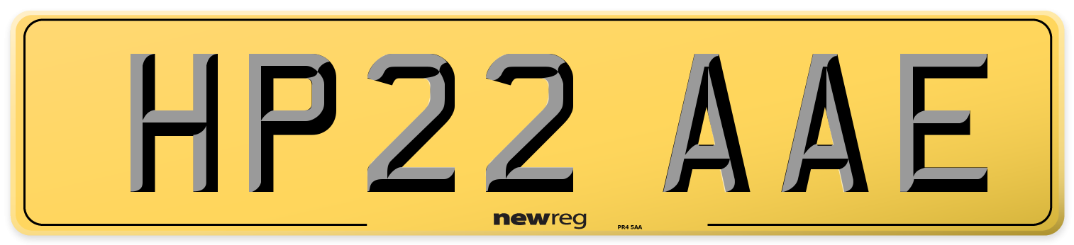 HP22 AAE Rear Number Plate