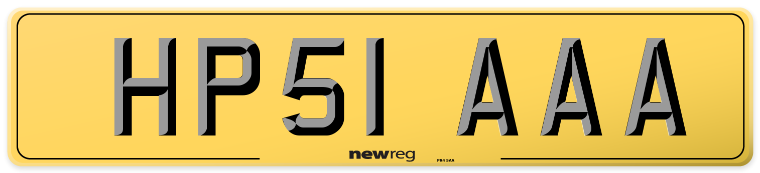 HP51 AAA Rear Number Plate