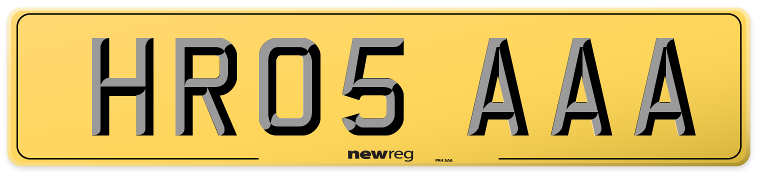 HR05 AAA Rear Number Plate