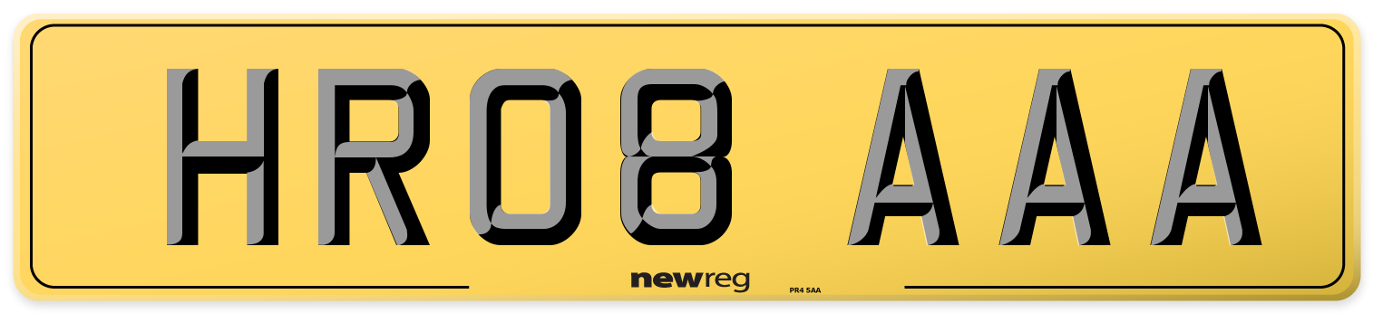 HR08 AAA Rear Number Plate