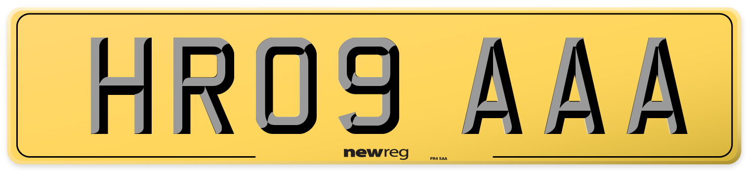 HR09 AAA Rear Number Plate