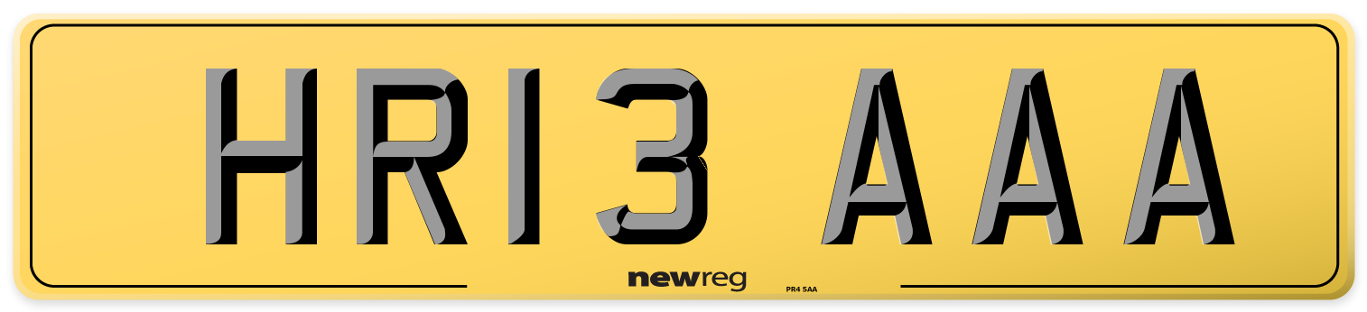 HR13 AAA Rear Number Plate