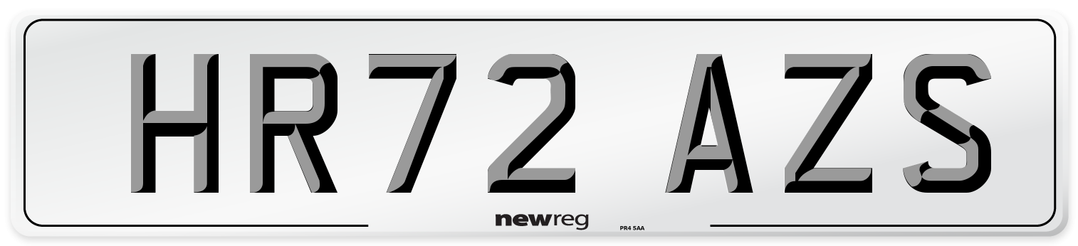 HR72 AZS Front Number Plate