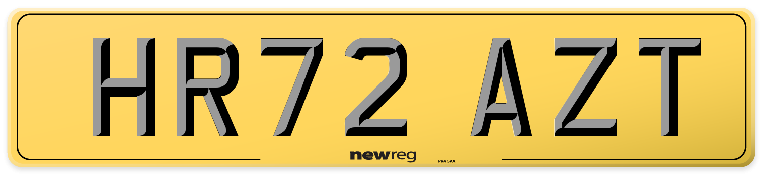 HR72 AZT Rear Number Plate