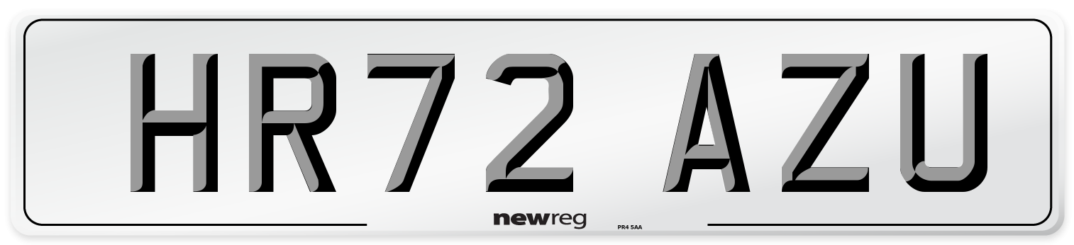 HR72 AZU Front Number Plate