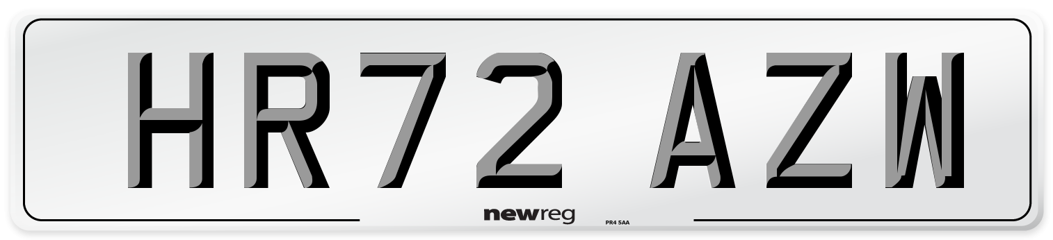HR72 AZW Front Number Plate