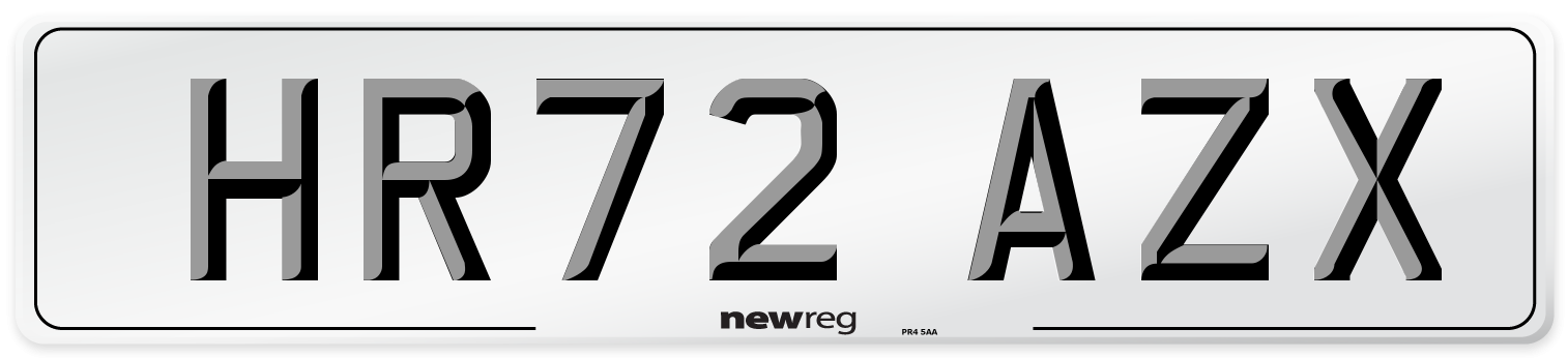 HR72 AZX Front Number Plate