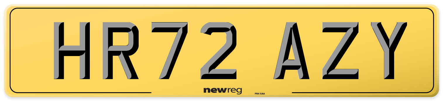HR72 AZY Rear Number Plate