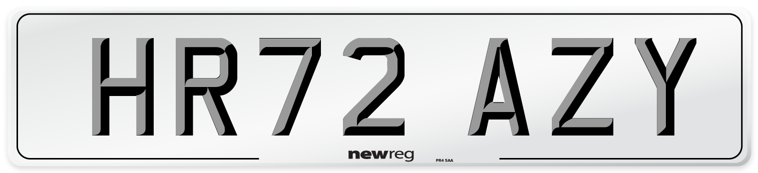 HR72 AZY Front Number Plate