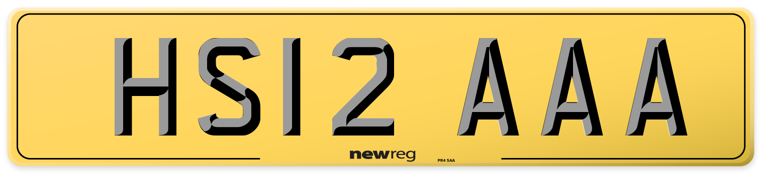 HS12 AAA Rear Number Plate