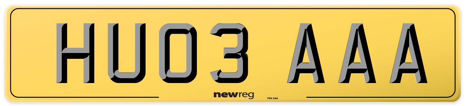 HU03 AAA Rear Number Plate