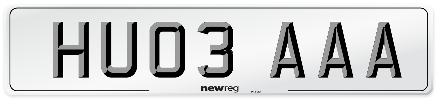 HU03 AAA Front Number Plate