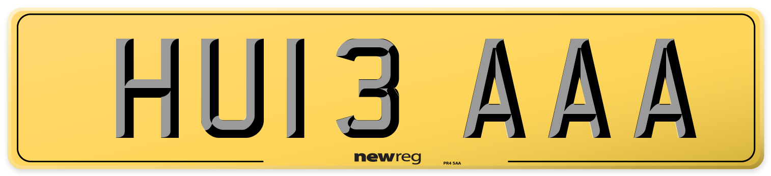 HU13 AAA Rear Number Plate