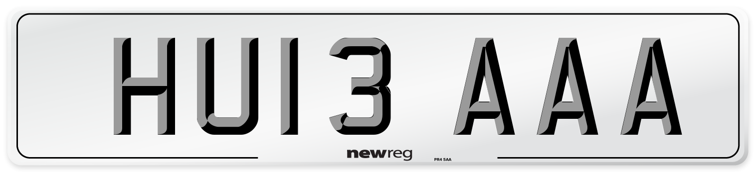 HU13 AAA Front Number Plate
