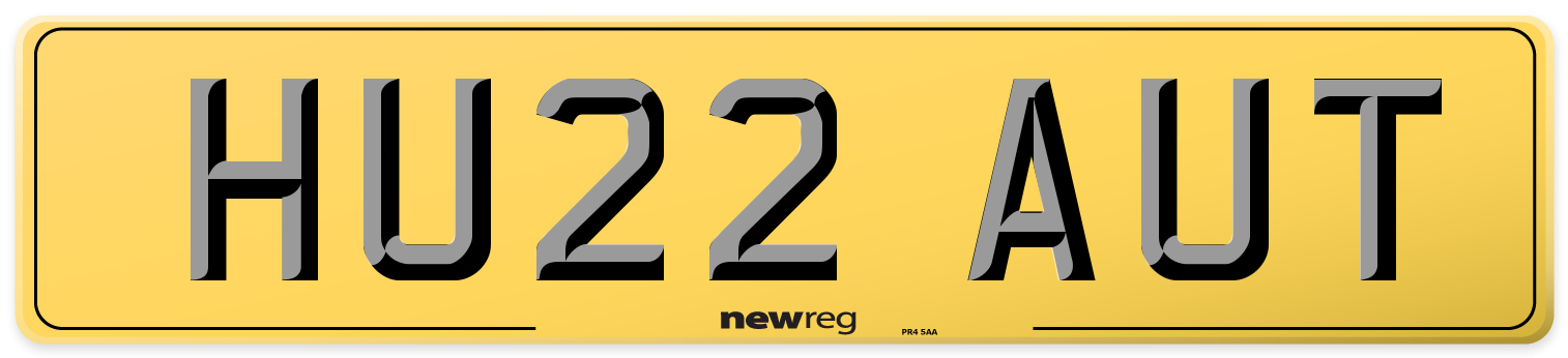 HU22 AUT Rear Number Plate