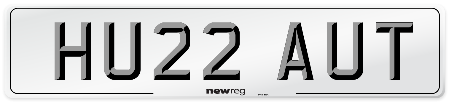 HU22 AUT Front Number Plate