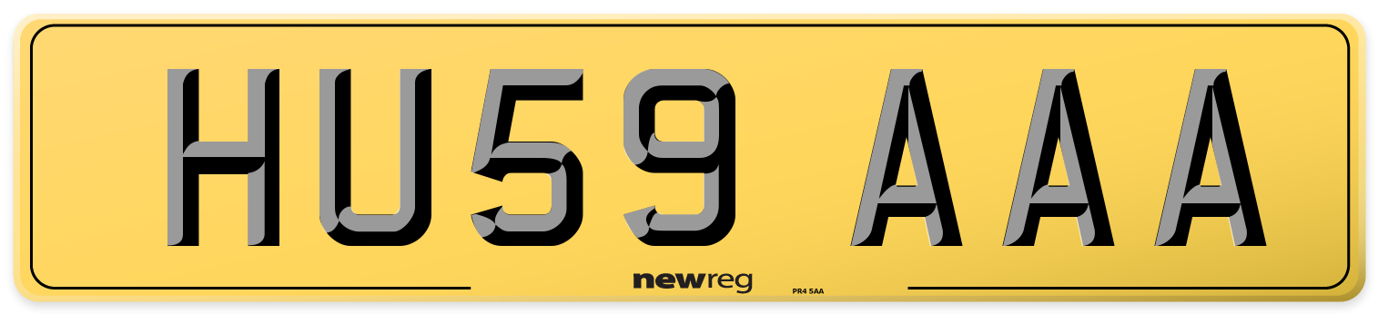 HU59 AAA Rear Number Plate