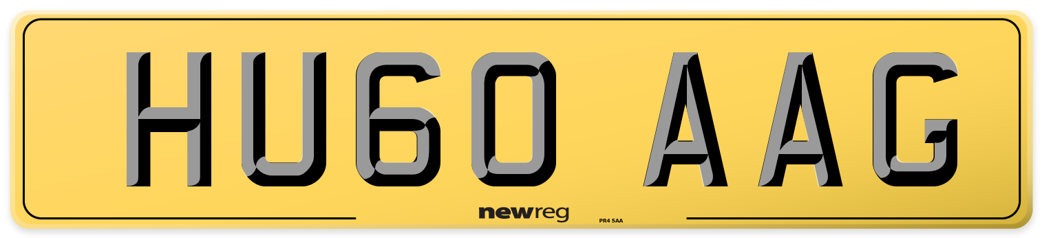 HU60 AAG Rear Number Plate