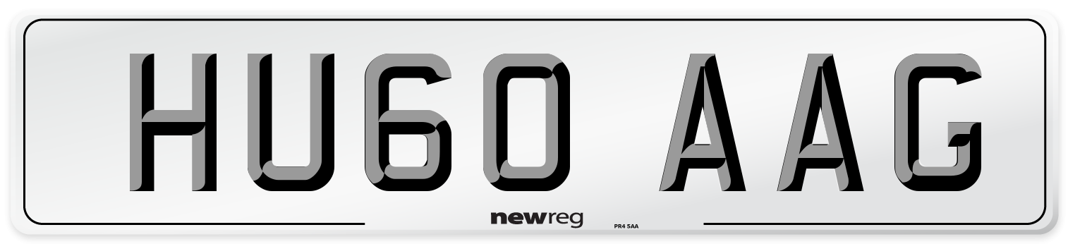 HU60 AAG Front Number Plate