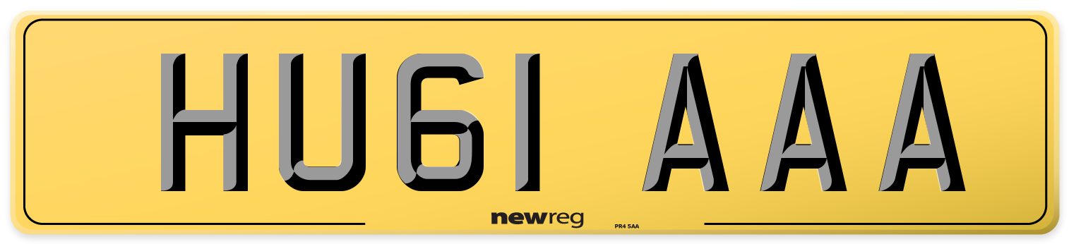 HU61 AAA Rear Number Plate