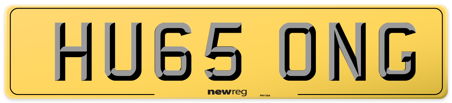 HU65 ONG Rear Number Plate