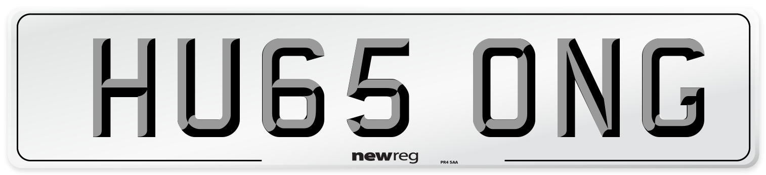 HU65 ONG Front Number Plate