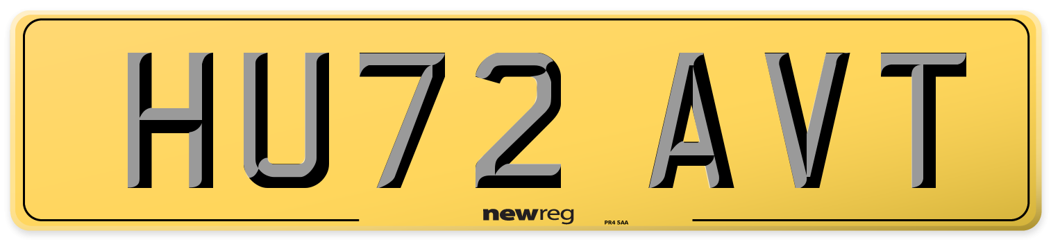 HU72 AVT Rear Number Plate