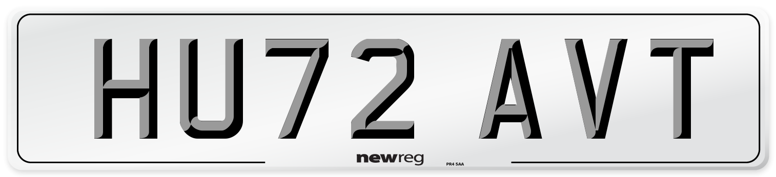 HU72 AVT Front Number Plate