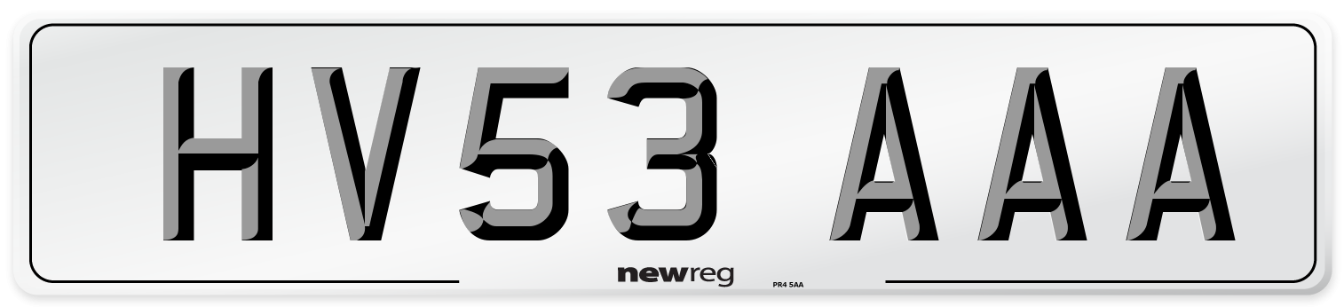 HV53 AAA Front Number Plate