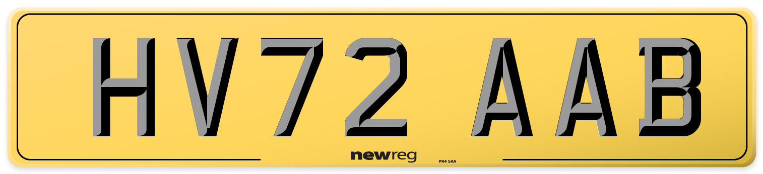 HV72 AAB Rear Number Plate