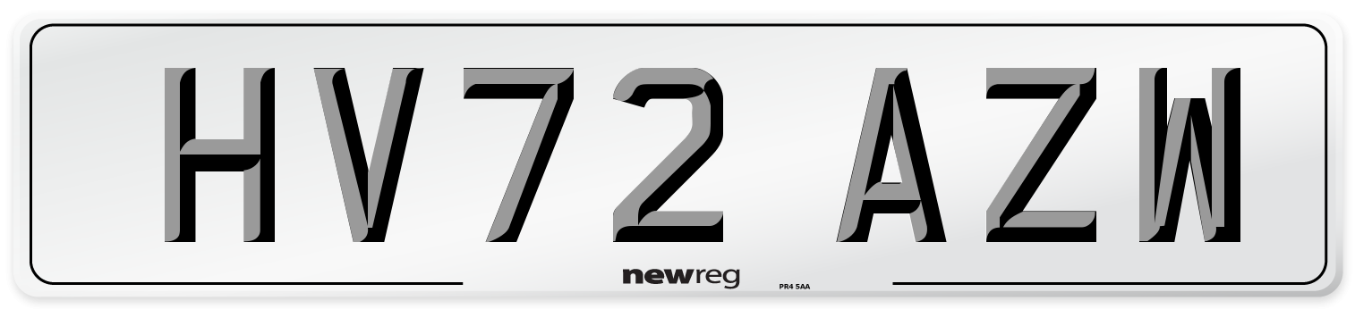 HV72 AZW Front Number Plate