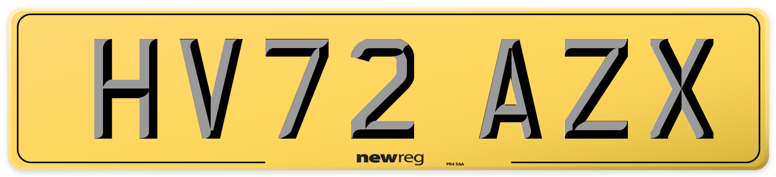 HV72 AZX Rear Number Plate