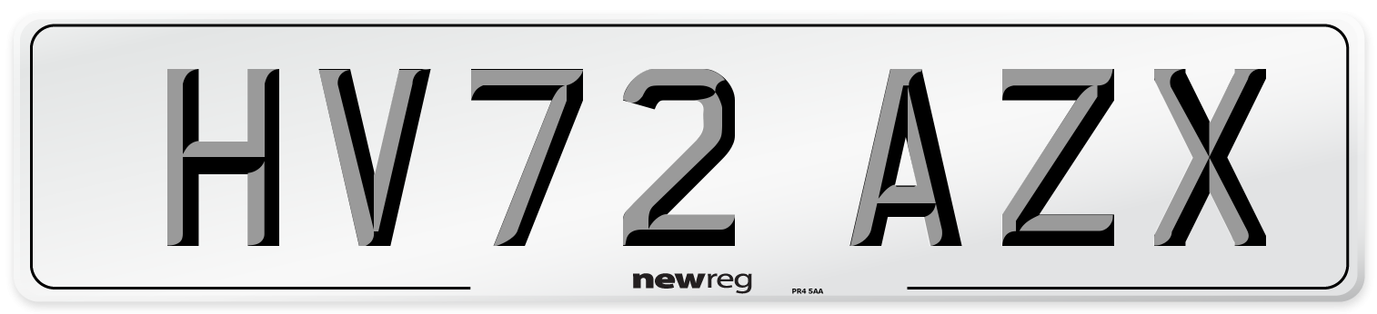 HV72 AZX Front Number Plate