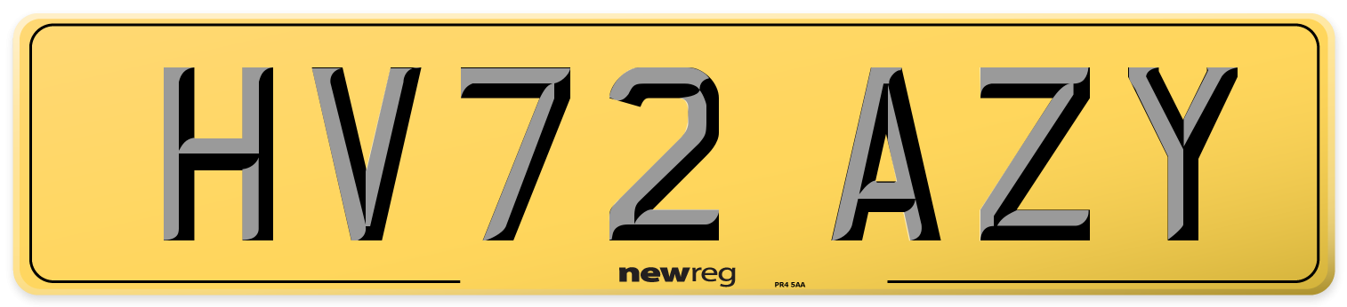 HV72 AZY Rear Number Plate