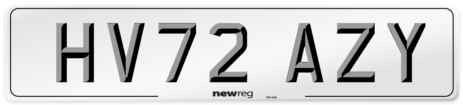 HV72 AZY Front Number Plate