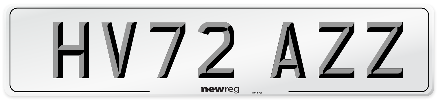 HV72 AZZ Front Number Plate