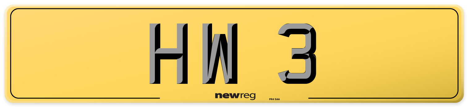 HW 3 Rear Number Plate