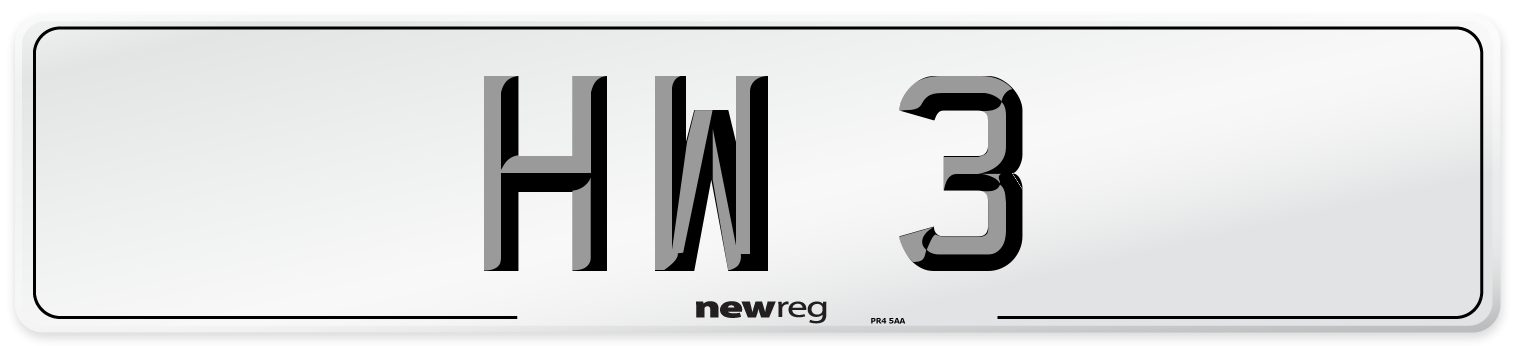 HW 3 Front Number Plate