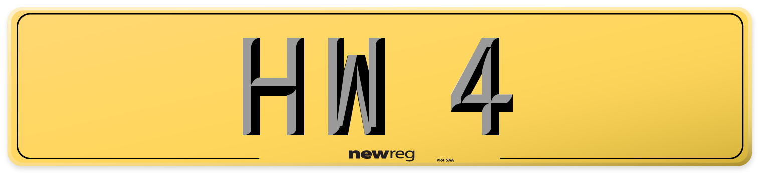 HW 4 Rear Number Plate