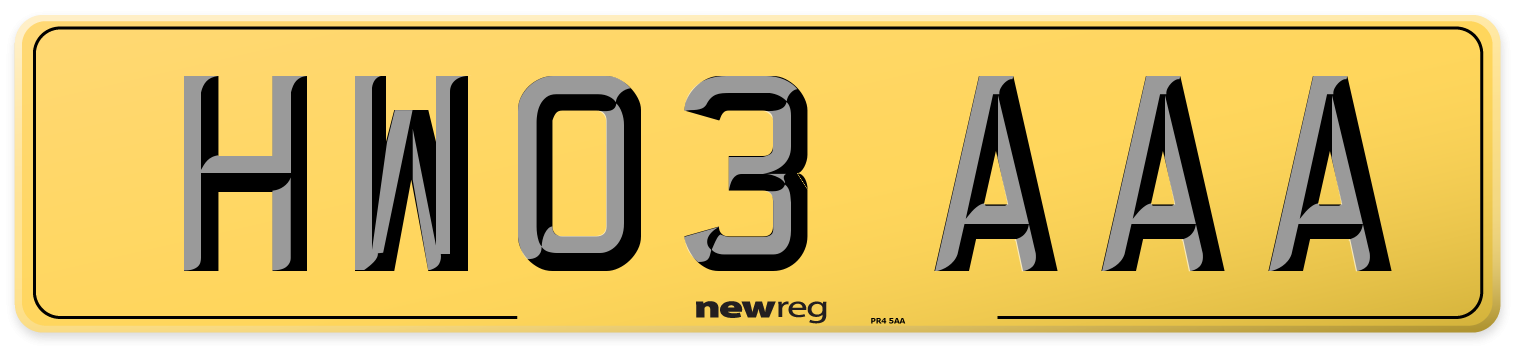 HW03 AAA Rear Number Plate