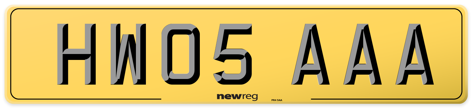 HW05 AAA Rear Number Plate