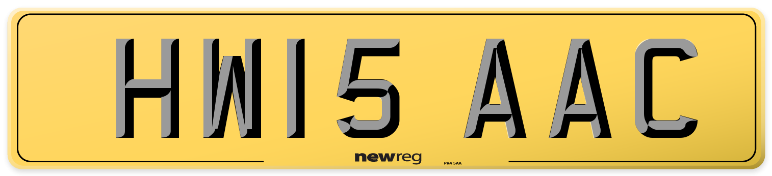HW15 AAC Rear Number Plate