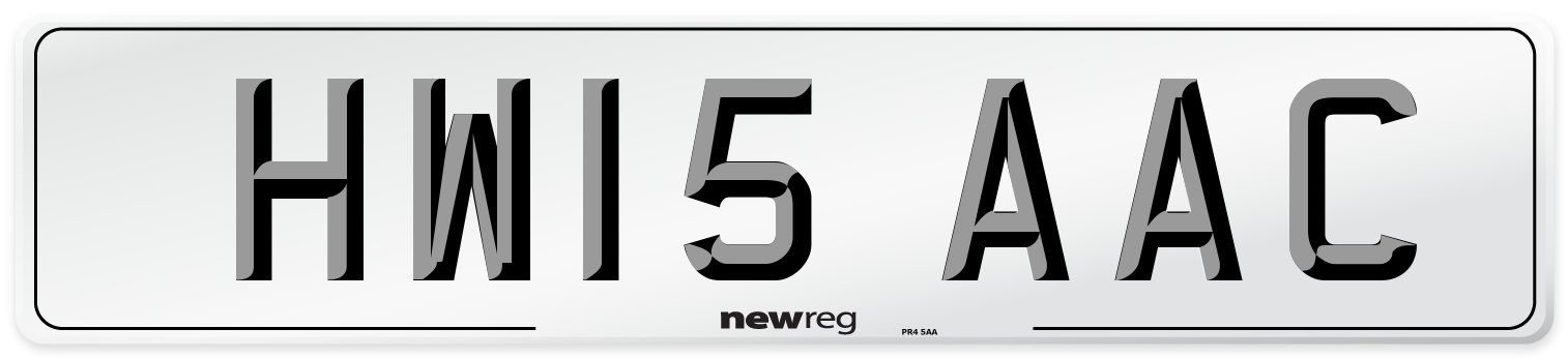 HW15 AAC Front Number Plate