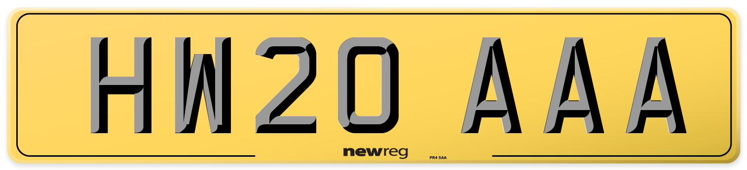 HW20 AAA Rear Number Plate
